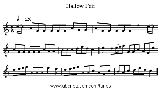 Hallow Fair - staff notation