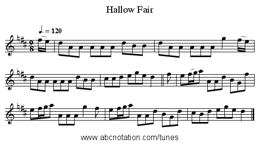 Hallow Fair - staff notation