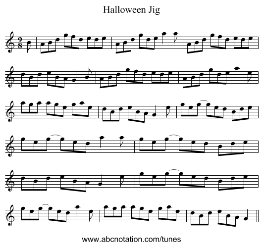 Halloween Jig - staff notation