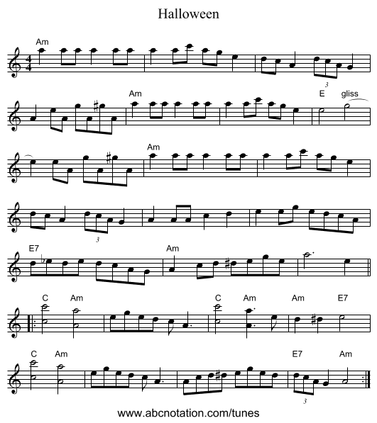 Halloween - staff notation