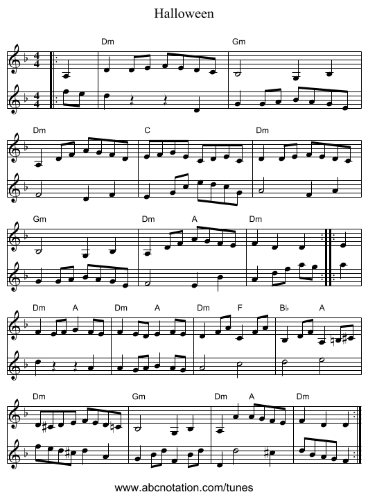 Halloween - staff notation