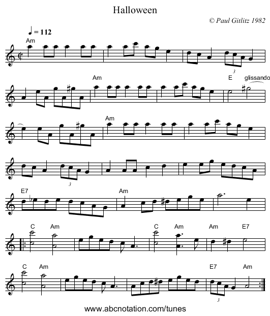 Halloween - staff notation