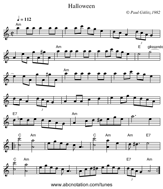 Halloween - staff notation