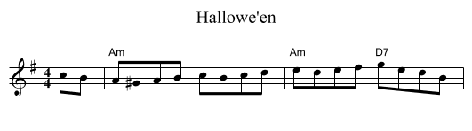Hallowe'en - staff notation