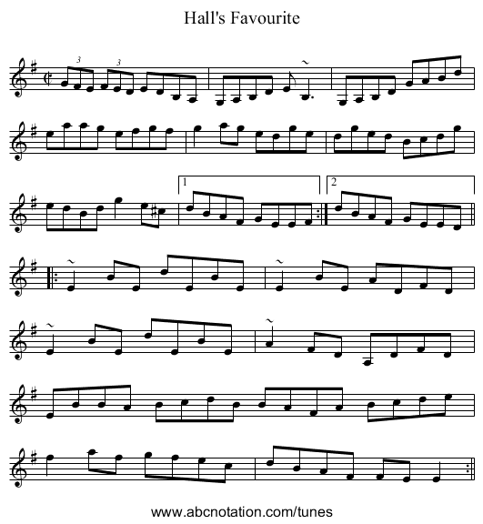 Hall's Favourite - staff notation