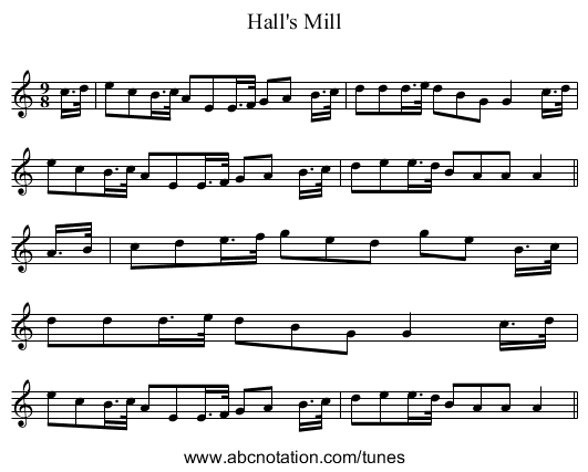 Hall's Mill - staff notation