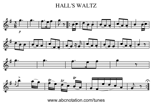 HALL'S WALTZ - staff notation