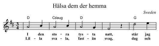 H&auml;lsa dem der hemma - staff notation