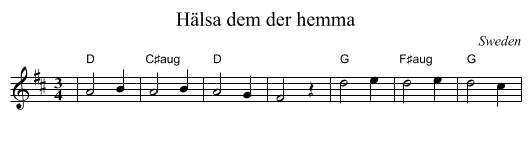 H&auml;lsa dem der hemma - staff notation