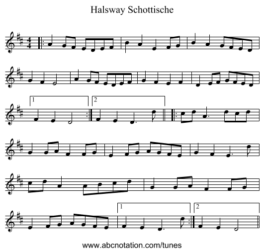 Halsway Schottische - staff notation