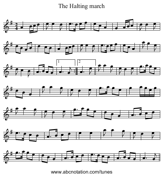 Halting march, The - staff notation