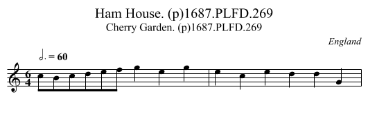 Ham House. (p)1687.PLFD.269 - staff notation