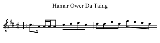 Hamar Ower Da Taing - staff notation