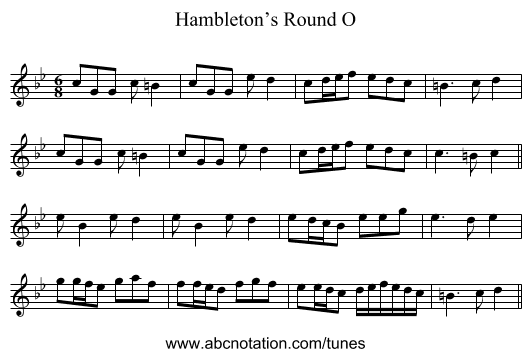 Hambleton’s Round O - staff notation