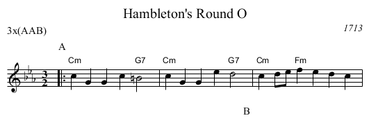 Hambleton's Round O - staff notation