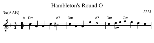 Hambleton's Round O - staff notation