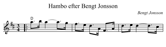 Hambo efter Bengt Jonsson - staff notation