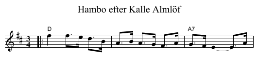 Hambo efter Kalle Alml&ouml;f - staff notation
