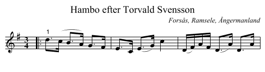 Hambo efter Torvald Svensson - staff notation