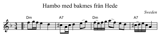 Hambo med bakmes fr&aring;n Hede - staff notation