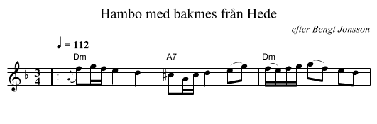 Hambo med bakmes fr&aring;n Hede - staff notation