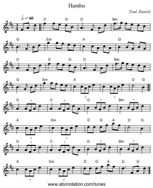 Hambo - staff notation