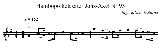 Hambopolkett efter Jons-Axel Nr 93 - staff notation
