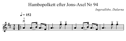 Hambopolkett efter Jons-Axel Nr 94 - staff notation