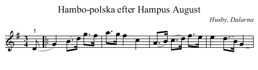 Hambo-polska efter Hampus August - staff notation