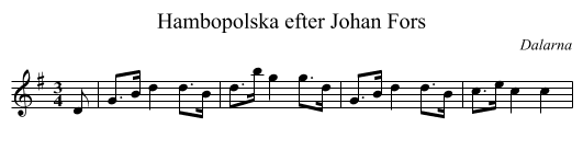 Hambopolska efter Johan Fors - staff notation