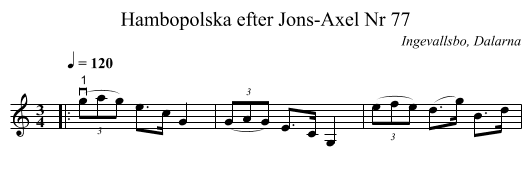 Hambopolska efter Jons-Axel Nr 77 - staff notation