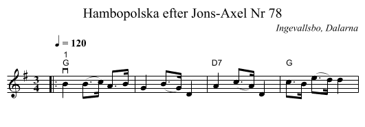 Hambopolska efter Jons-Axel Nr 78 - staff notation