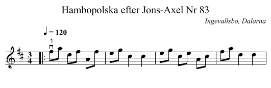 Hambopolska efter Jons-Axel Nr 83 - staff notation