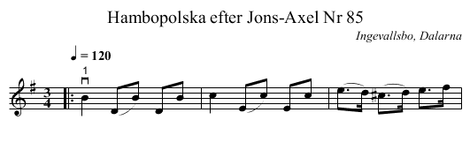 Hambopolska efter Jons-Axel Nr 85 - staff notation