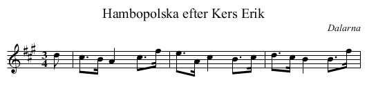 Hambopolska efter Kers Erik - staff notation