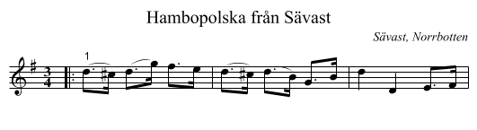 Hambopolska från Sävast - staff notation