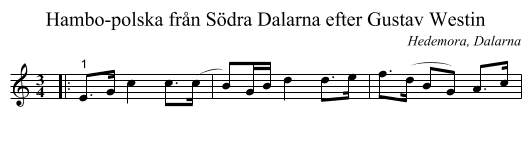 Hambo-polska från Södra Dalarna efter Gustav Westin - staff notation