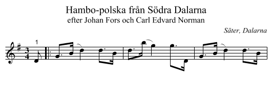 Hambo-polska från Södra Dalarna - staff notation