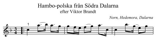 Hambo-polska från Södra Dalarna - staff notation