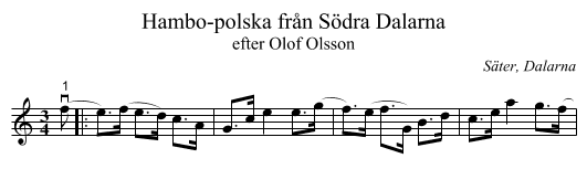 Hambo-polska från Södra Dalarna - staff notation