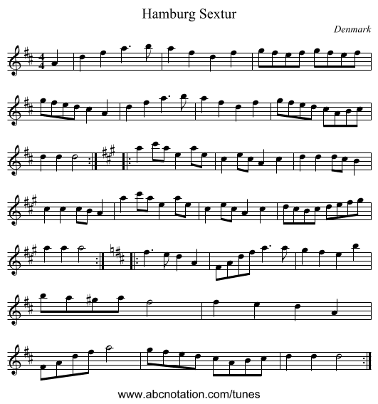 Hamburg Sextur - staff notation