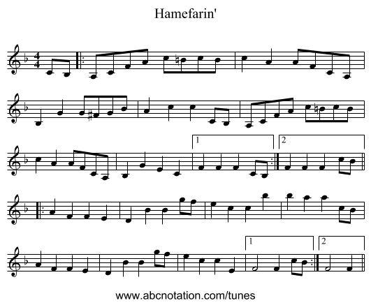 Hamefarin' - staff notation