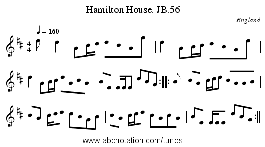 Hamilton House. JB.56 - staff notation