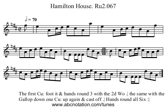 Hamilton House. Ru2.067 - staff notation