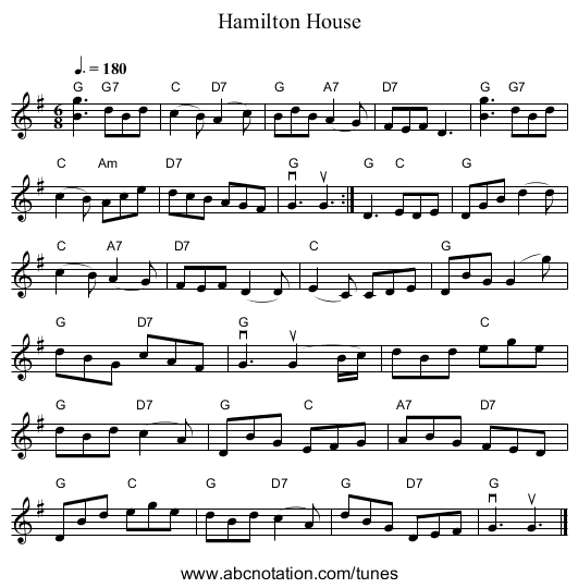 Hamilton House - staff notation