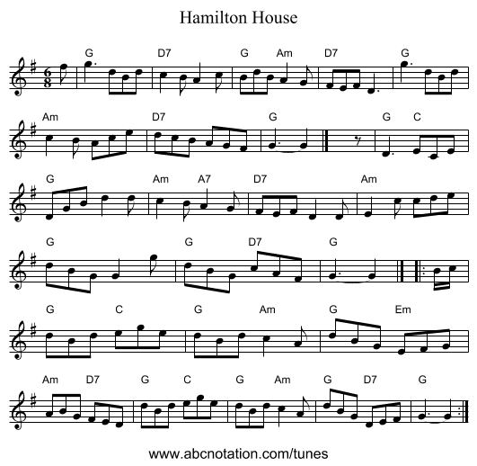 Hamilton House - staff notation
