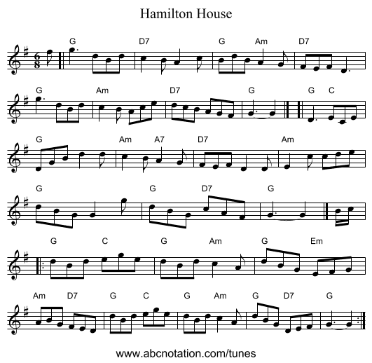 Hamilton House - staff notation
