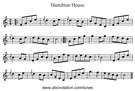 Hamilton House - staff notation