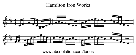 Hamilton Iron Works - staff notation