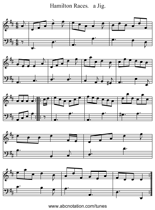 Hamilton Races.   a Jig. - staff notation